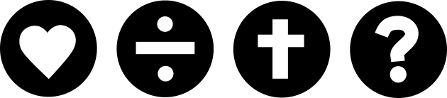 Four symbols: a heart, a
            division symbol, a cross, and a question mark